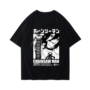 Winter and Autumn Chainsaw T-shirt Bomb Devil Reze Merchandise Short Sleeve Anime Japanese Style Black T-shirt Clothing