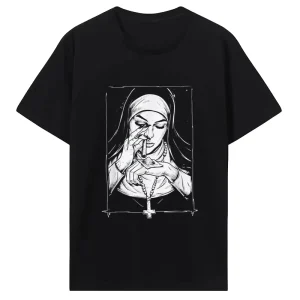 Funny Devil Unholy Nun TShirt Harajuku Casual New Tshirt Summer Women Print T Shirt Casual Cool T-shirt Women's Tops